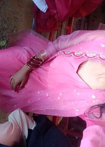 long anarkali suit with dhuptta