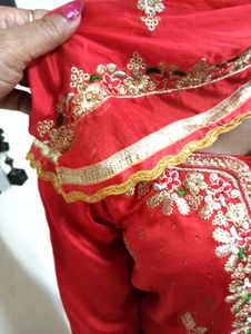 ❤️❤️satin Red Kurta Set with Gold Embroidery