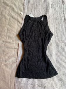 vintage Sparkly Embellished Black Top