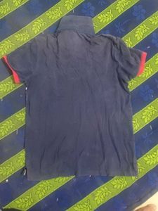 Men's Blue &amp; Red Striped Polo Shirt Size M