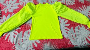 Neon Green Puff Sleeve Women Top