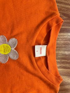 Cute Orange Cropped Long Sleeve Top