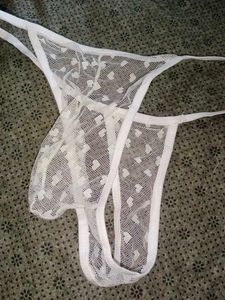 mens mesh White transparent Lace Thong