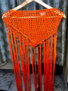 Orange Crochet Fringe Top