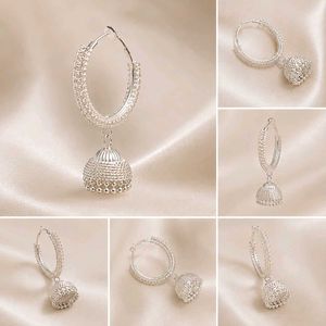 Elegant Silver Jhumka Hoop Earrings