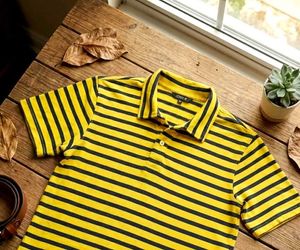 Street 9 Striped Yellow &amp; Black Polo Shirt