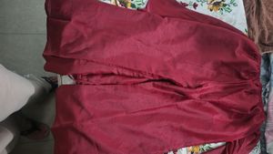 Maroon Kurta Set with Embellished Neckline