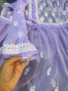 Beautiful lavender color embroidered mirror work
