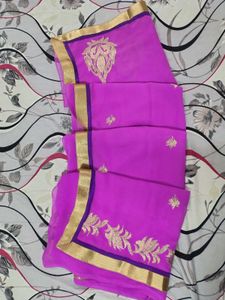 Magenta & Gold Embroidered Saree