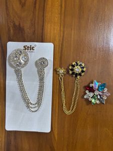 Elegant Brooch Set - 3 Pieces