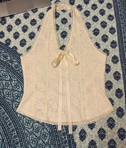 Elegant White Lace Halter Top