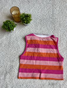 Striped Polo Crop Top
