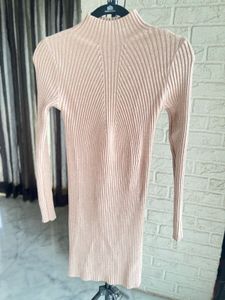 Ribbed Mock Neck Mini Dress