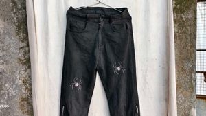 9249. Spider Embroidered Black Jeans