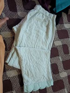 Light Blue Eyelet Palazzo Pants