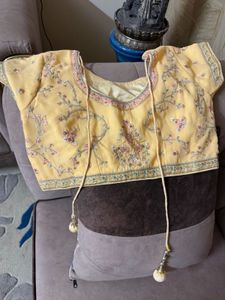 yellow pink beautiful lahanga with emb