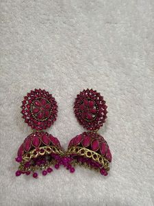 Stunning Pink Jhumka Earrings