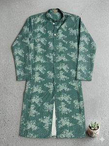 Men's Green Floral Kurta