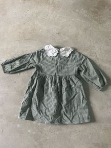 Charming Gingham Dress with Ruffle Collar