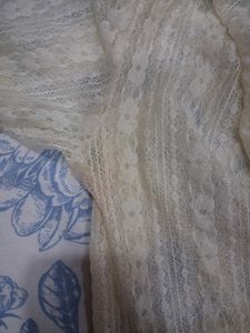 Vintage Cream Lace Tie-Front Top