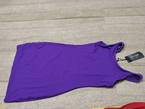 Vibrant Purple Sleeveless Ribbed Dress