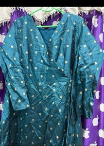 Elegant Teal Polka Dot Maxi Dress