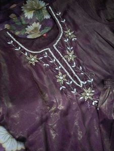 Embroidered Purple Kurta Set