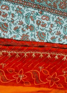 gold zari Beautiful Red Saree with embellishm
