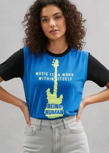 Blue Graphic T-Shirt with Guitar Design