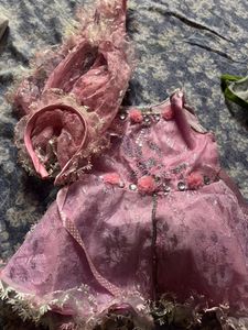 frock &amp; head band Adorable Pink Baby Dress