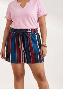 Striped Paperbag Waist Shorts