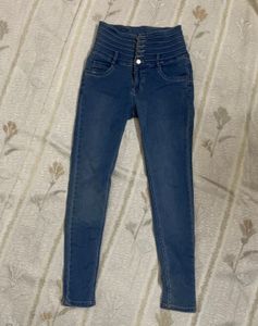 High Waisted Skinny Blue Jeans