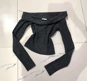 Pinterest coded Off-Shoulder Ribbed Knit Top