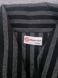 striped semi wool middi