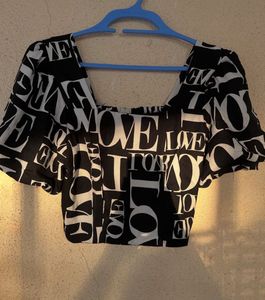 Stylish Black & White Crop Top