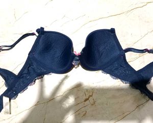 Cute Navy Blue Bra with Pink Hearts