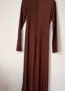 Savana Brown Knotted Long Sleeve Dress