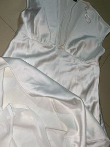 White Satin Tie-Front Mini Dress (zara inspired)