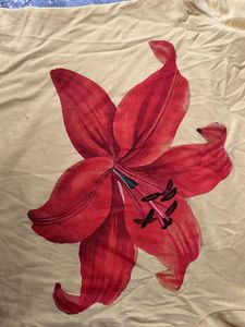 Yellow T-Shirt with Red Lily Graphic