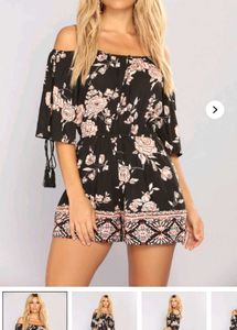 Fashion Nova Floral Print Off-Shoulder Romper