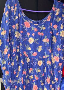 Blue Floral Print Kurta