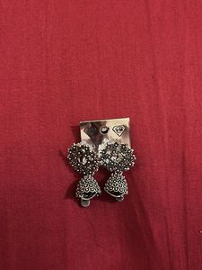 Oxidized Silver Jhumka Earrings