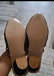 Black Mules with Rhinestone Strap