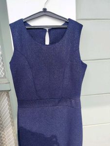 Elegant Navy Blue Textured Dress