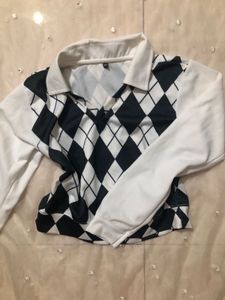 Argyle Print Collared Top