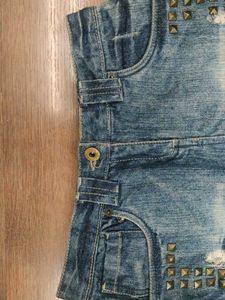 Studded Denim Mini Skirt