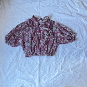 Charming Floral Cropped Blouse