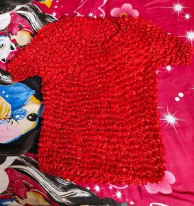 Red silk Top