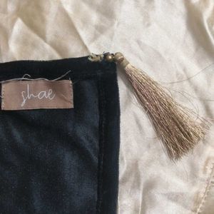 Elegant Black Stole with Gold Trim