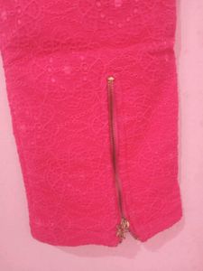 Vibrant Pink Textured Jeans